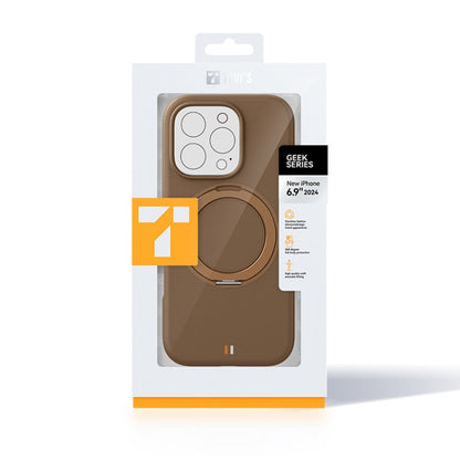 For iPhone 16 Pro Max TGVIS GEEK Series MagSafe Silicone Phone Case with Rotating Holder(Bronze) - iPhone 16 Pro Max Cases by TGVIS | Online Shopping South Africa | PMC Jewellery | Buy Now Pay Later Mobicred