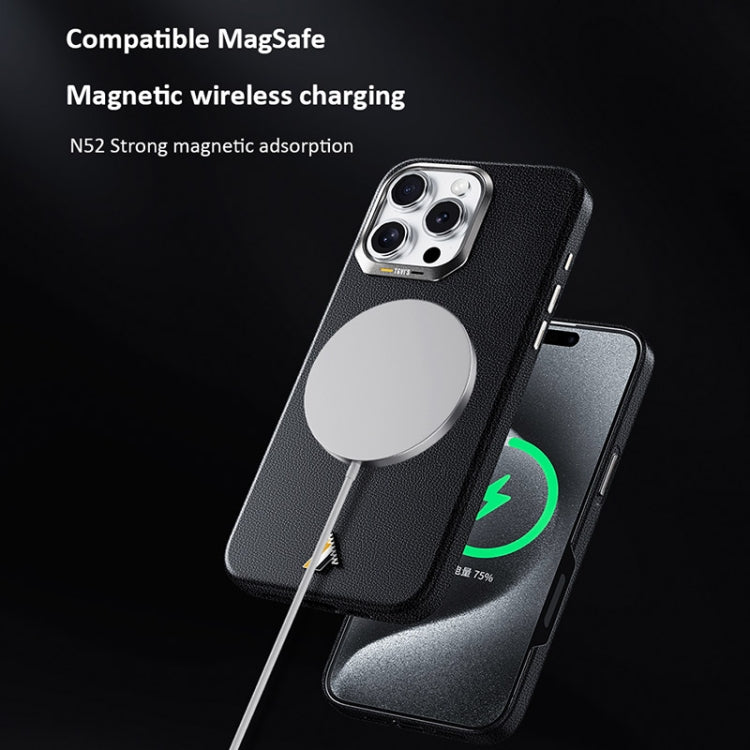 For iPhone 16 TGVIS VIDA Series MagSafe Magnetic PU Leather Phone Case(Grey) - iPhone 16 Cases by TGVIS | Online Shopping South Africa | PMC Jewellery | Buy Now Pay Later Mobicred