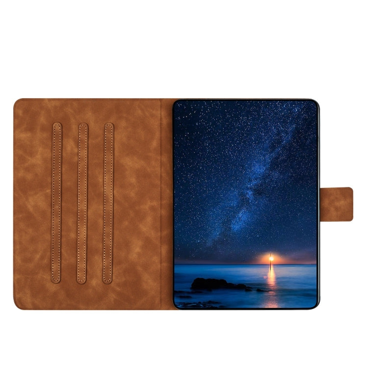 For Lenovo Tab M11 / Xiaoxin Pad 2024 Embossed Couple Cat Smart Tablet Leather Case(Brown) - Lenovo by PMC Jewellery | Online Shopping South Africa | PMC Jewellery | Buy Now Pay Later Mobicred