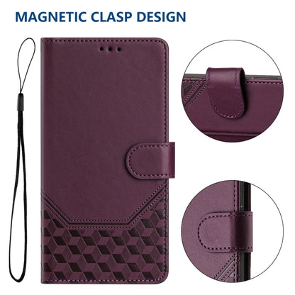 For Redmi K70 Ultra 5G Honeycomb Embossing RFID Leather Phone Case(Violet) - Xiaomi Cases by PMC Jewellery | Online Shopping South Africa | PMC Jewellery | Buy Now Pay Later Mobicred