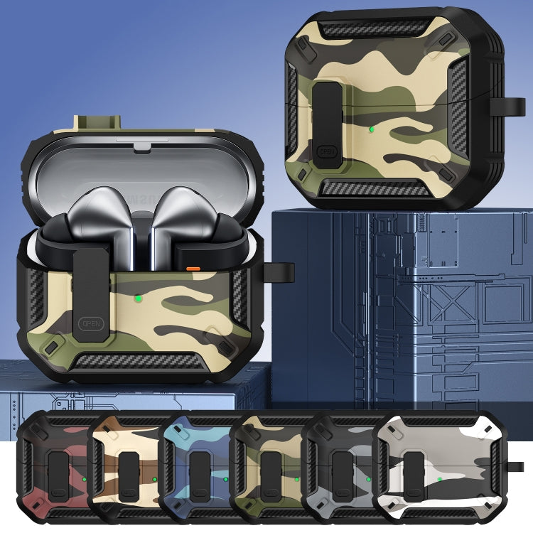 For Samsung Galaxy Buds3 / 3 Pro Camouflage Earphone Protective Case with Switch & Hook(Light Grey) - Samsung Earphone Case by PMC Jewellery | Online Shopping South Africa | PMC Jewellery | Buy Now Pay Later Mobicred