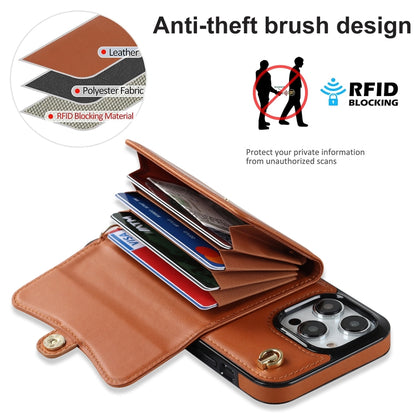 For iPhone 16 Pro Max RFID Card Slot Phone Case with Long Lanyard(Brown) - iPhone 16 Pro Max Cases by PMC Jewellery | Online Shopping South Africa | PMC Jewellery | Buy Now Pay Later Mobicred