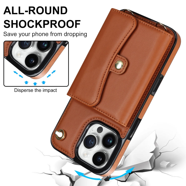 For iPhone 16 Pro Max RFID Card Slot Phone Case with Long Lanyard(Brown) - iPhone 16 Pro Max Cases by PMC Jewellery | Online Shopping South Africa | PMC Jewellery | Buy Now Pay Later Mobicred