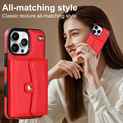 For iPhone 16 Pro RFID Card Slot Phone Case with Long Lanyard(Red) - iPhone 16 Pro Cases by PMC Jewellery | Online Shopping South Africa | PMC Jewellery | Buy Now Pay Later Mobicred