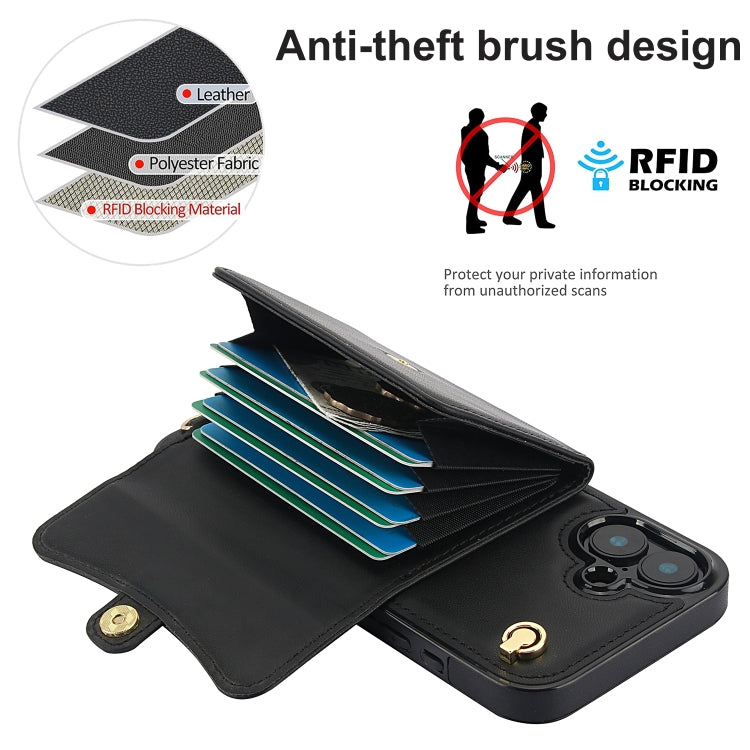 For iPhone 16 Plus RFID Card Slot Phone Case with Long Lanyard(Black) - iPhone 16 Plus Cases by PMC Jewellery | Online Shopping South Africa | PMC Jewellery | Buy Now Pay Later Mobicred