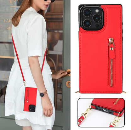 For iPhone 16 Pro Cross-body Zipper Square Phone Case(Red) - iPhone 16 Pro Cases by PMC Jewellery | Online Shopping South Africa | PMC Jewellery | Buy Now Pay Later Mobicred