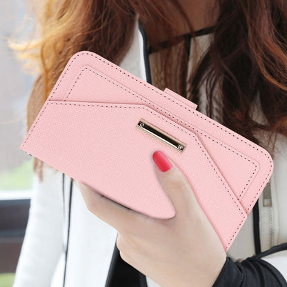 For iPhone 16 Cross Texture Crossbody Lanyard Leather Phone Case(Pink) - iPhone 16 Cases by PMC Jewellery | Online Shopping South Africa | PMC Jewellery | Buy Now Pay Later Mobicred