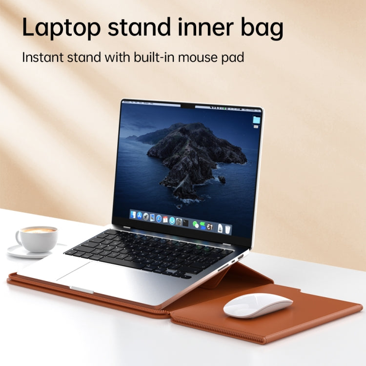 Multifunctional Laptop PU Magnetic Stand Split Liner Bag with Mouse Pad Function, Size:13-14 inch(Rose Gold) - 13.3 inch by PMC Jewellery | Online Shopping South Africa | PMC Jewellery | Buy Now Pay Later Mobicred