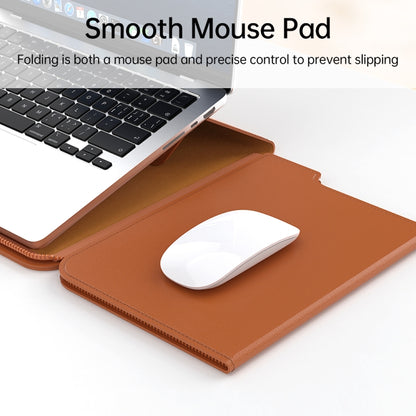 Multifunctional Laptop PU Magnetic Stand Split Liner Bag with Mouse Pad Function, Size:15 inch(Brown) - 15 inch by PMC Jewellery | Online Shopping South Africa | PMC Jewellery | Buy Now Pay Later Mobicred