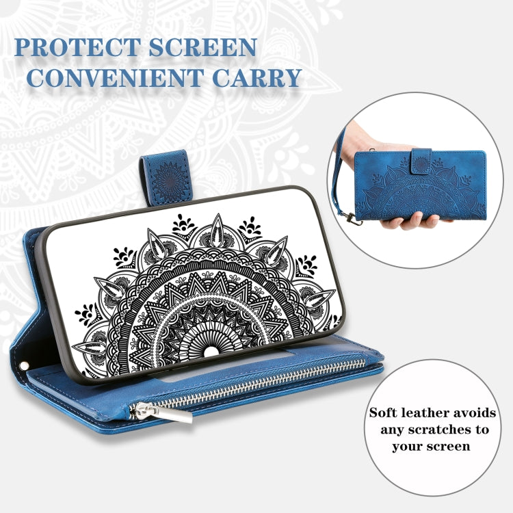 For Samsung Galaxy S25 5G Multi-Card Totem Zipper Leather Phone Case(Blue) - Galaxy S25 5G Cases by PMC Jewellery | Online Shopping South Africa | PMC Jewellery | Buy Now Pay Later Mobicred