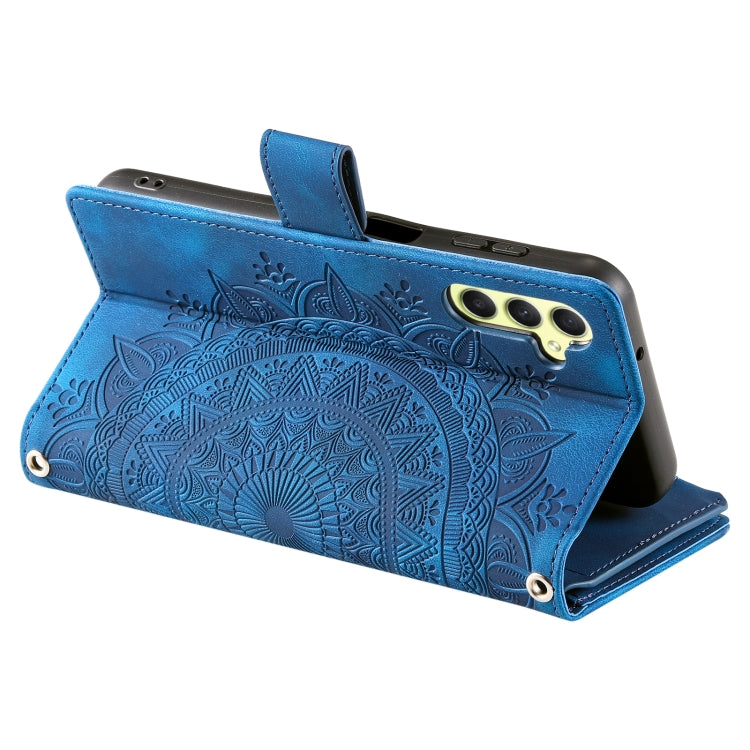 For Samsung Galaxy S25+ 5G Multi-Card Totem Zipper Leather Phone Case(Blue) - Galaxy S25+ 5G Cases by PMC Jewellery | Online Shopping South Africa | PMC Jewellery | Buy Now Pay Later Mobicred