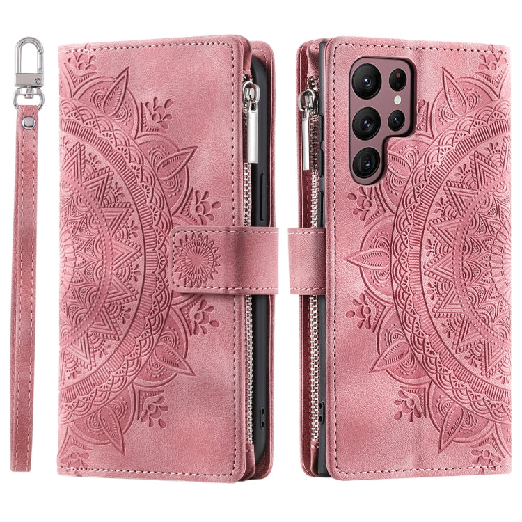 For Samsung Galaxy S25 Ultra 5G Multi-Card Totem Zipper Leather Phone Case(Pink) - Galaxy S25 Ultra 5G Cases by PMC Jewellery | Online Shopping South Africa | PMC Jewellery | Buy Now Pay Later Mobicred