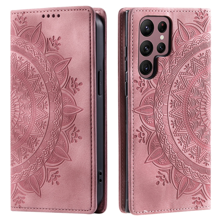 For Samsung Galaxy S25 Ultra 5G Totem Embossed Magnetic Leather Phone Case(Rose Gold) - Galaxy S25 Ultra 5G Cases by PMC Jewellery | Online Shopping South Africa | PMC Jewellery | Buy Now Pay Later Mobicred