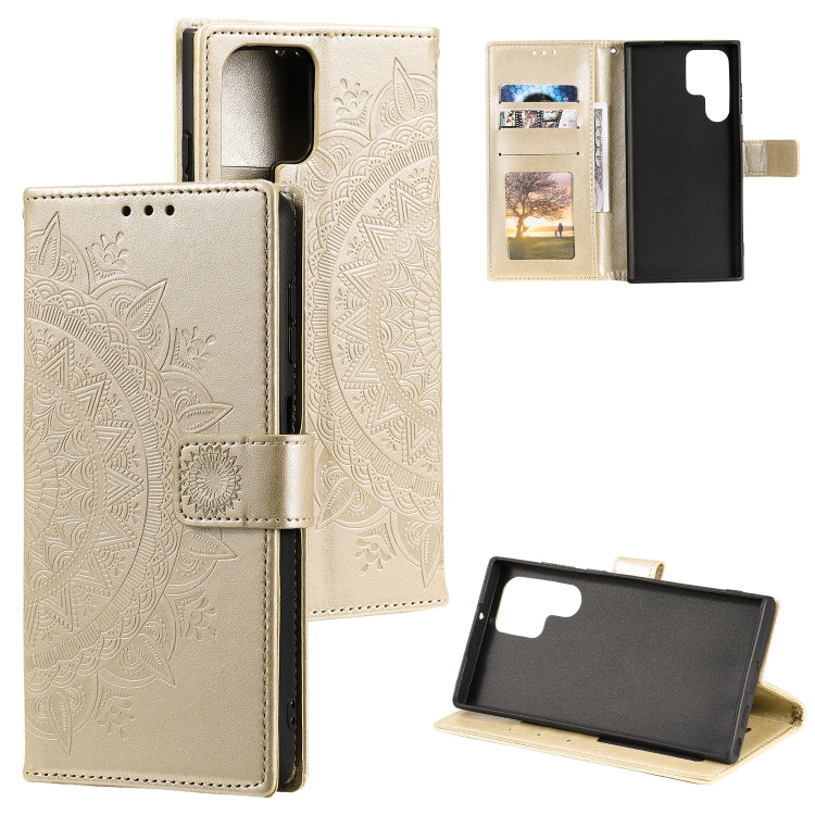 For Samsung Galaxy S25 Ultra 5G Totem Flower Embossed Leather Phone Case(Gold) - Galaxy S25 Ultra 5G Cases by PMC Jewellery | Online Shopping South Africa | PMC Jewellery | Buy Now Pay Later Mobicred