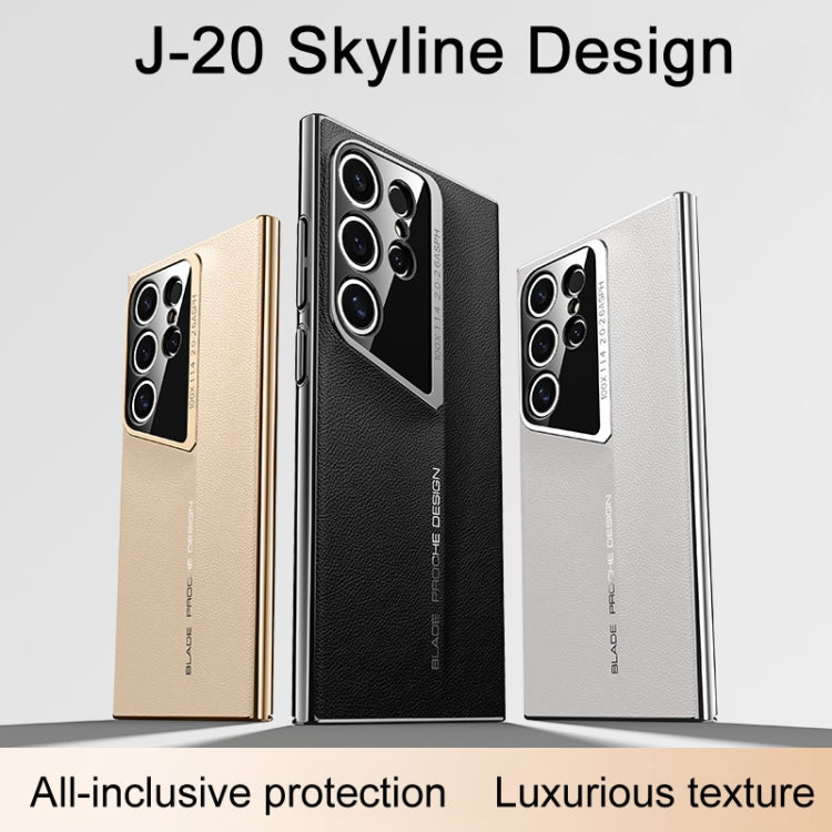 For Samsung Galaxy S24 Ultra J-20 Leather Skyline Design Full Coverage Phone Case(Gold) - Galaxy S24 Ultra 5G Cases by PMC Jewellery | Online Shopping South Africa | PMC Jewellery | Buy Now Pay Later Mobicred