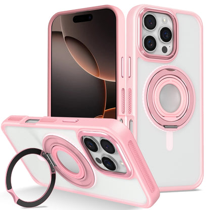 For iPhone 16 Pro Skin Feel Matte 360 Degree Rotating Silicone Ring Holder Phone Case(Pink) - iPhone 16 Pro Cases by PMC Jewellery | Online Shopping South Africa | PMC Jewellery | Buy Now Pay Later Mobicred