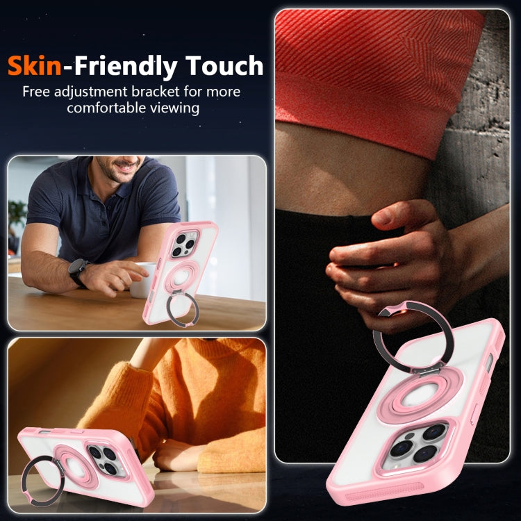 For iPhone 16 Pro Skin Feel Matte 360 Degree Rotating Silicone Ring Holder Phone Case(Pink) - iPhone 16 Pro Cases by PMC Jewellery | Online Shopping South Africa | PMC Jewellery | Buy Now Pay Later Mobicred