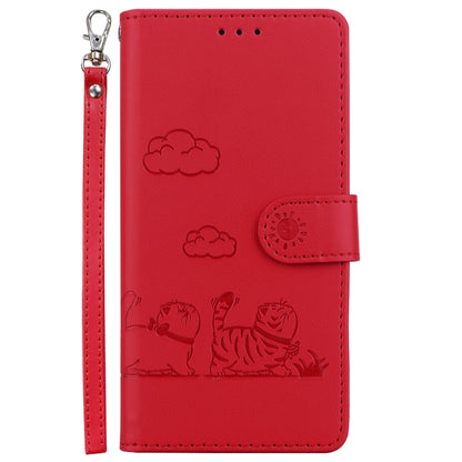 For Redmi K70 / K70 Pro Cute Cats RFID Leather Phone Case(Red) - K70 Cases by PMC Jewellery | Online Shopping South Africa | PMC Jewellery | Buy Now Pay Later Mobicred