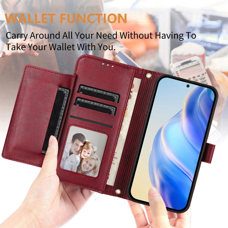 For Samsung Galaxy S25 Ultra 5G Multi-Card Slots Zipper Wallet Leather Phone Case(Dark Red) - Galaxy S25 Ultra 5G Cases by PMC Jewellery | Online Shopping South Africa | PMC Jewellery | Buy Now Pay Later Mobicred