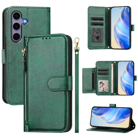 For Samsung Galaxy S25 5G Multi-Card Slots Zipper Wallet Leather Phone Case(Green) - Galaxy S25 5G Cases by PMC Jewellery | Online Shopping South Africa | PMC Jewellery | Buy Now Pay Later Mobicred