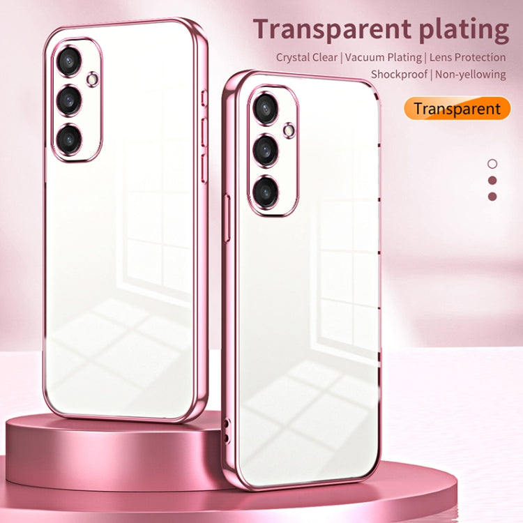 For Samsung Galaxy S25 5G Transparent Plating Fine Hole Phone Case(Pink) - Galaxy S25 5G Cases by PMC Jewellery | Online Shopping South Africa | PMC Jewellery | Buy Now Pay Later Mobicred