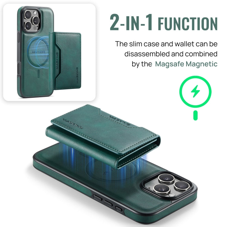 For iPhone 16 Pro DG.MING MAGKING-K2 Series MagSafe RFID Card Bag Detachable Phone Case(Green) - iPhone 16 Pro Cases by DG.MING | Online Shopping South Africa | PMC Jewellery | Buy Now Pay Later Mobicred