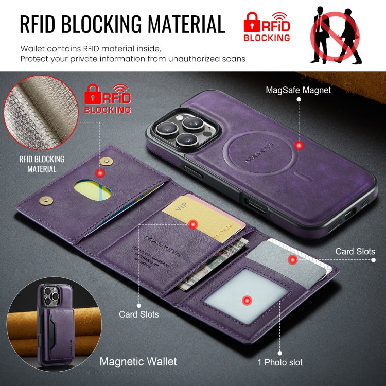 For iPhone 16 Pro DG.MING MAGKING-K2 Series MagSafe RFID Card Bag Detachable Phone Case(Purple) - iPhone 16 Pro Cases by DG.MING | Online Shopping South Africa | PMC Jewellery | Buy Now Pay Later Mobicred