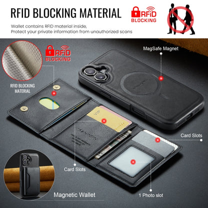 For iPhone 16 Plus DG.MING MAGKING-K2 Series MagSafe RFID Card Bag Detachable Phone Case(Black) - iPhone 16 Plus Cases by DG.MING | Online Shopping South Africa | PMC Jewellery | Buy Now Pay Later Mobicred