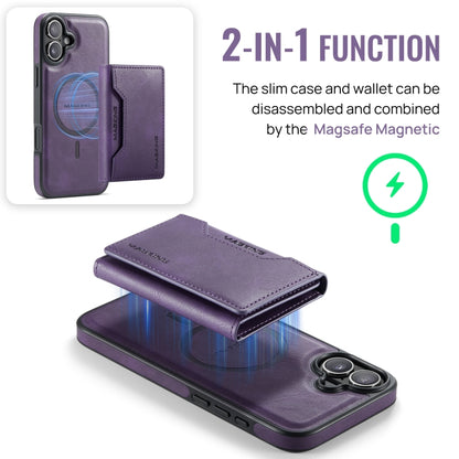 For iPhone 16 Plus DG.MING MAGKING-K2 Series MagSafe RFID Card Bag Detachable Phone Case(Purple) - iPhone 16 Plus Cases by DG.MING | Online Shopping South Africa | PMC Jewellery | Buy Now Pay Later Mobicred