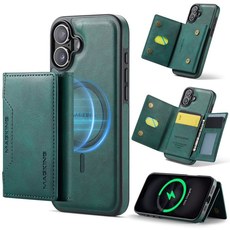 For iPhone 16 DG.MING MAGKING-K2 Series MagSafe RFID Card Bag Detachable Phone Case(Green) - iPhone 16 Cases by DG.MING | Online Shopping South Africa | PMC Jewellery | Buy Now Pay Later Mobicred