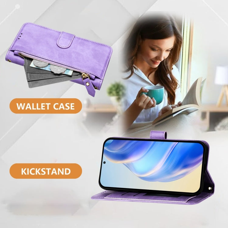 For Motorola Edge 5G 2024 Multi-Card Slots Zipper Wallet Leather Phone Case(Purple) - Motorola Cases by PMC Jewellery | Online Shopping South Africa | PMC Jewellery | Buy Now Pay Later Mobicred