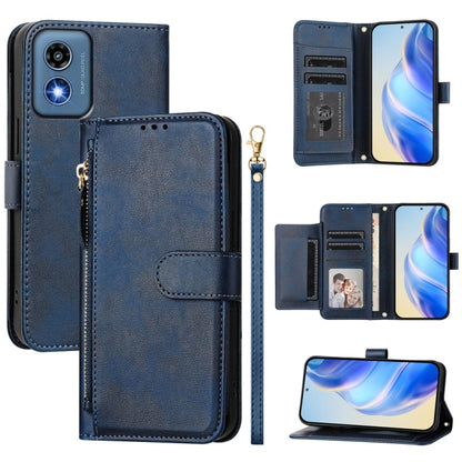 For Motorola Moto G Play 5G 2024 Multi-Card Slots Zipper Wallet Leather Phone Case(Blue) - Motorola Cases by PMC Jewellery | Online Shopping South Africa | PMC Jewellery | Buy Now Pay Later Mobicred