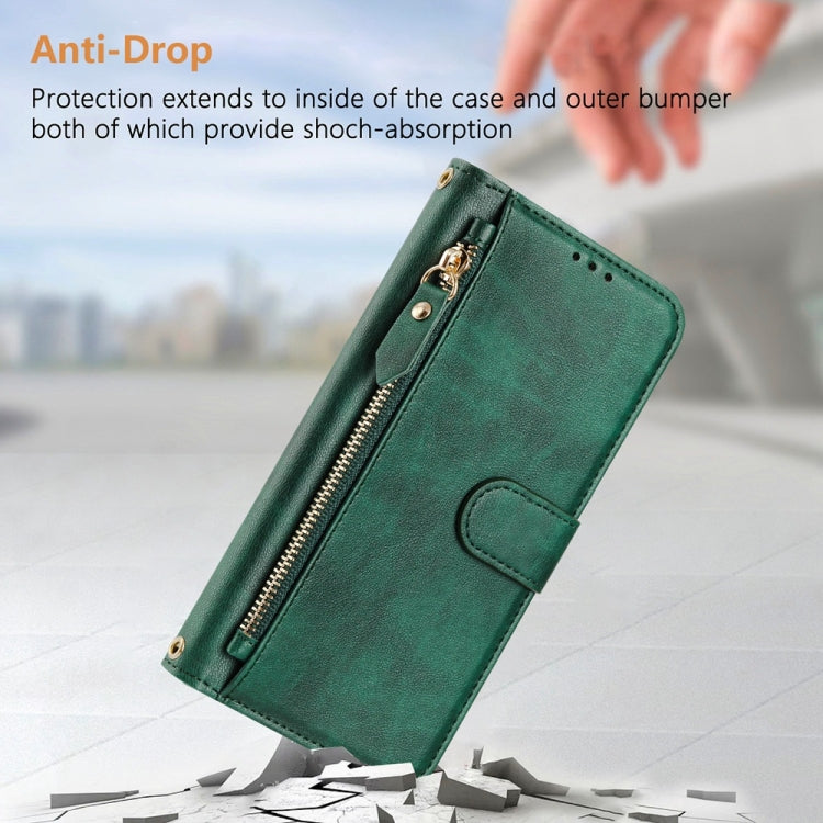 For Motorola Moto G Play 5G 2024 Multi-Card Slots Zipper Wallet Leather Phone Case(Green) - Motorola Cases by PMC Jewellery | Online Shopping South Africa | PMC Jewellery | Buy Now Pay Later Mobicred