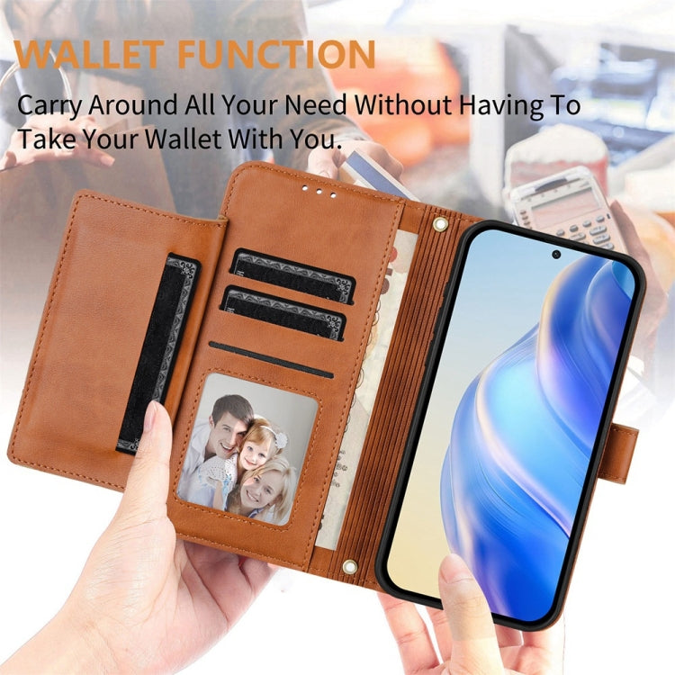 For Motorola Moto G Play 5G 2024 Multi-Card Slots Zipper Wallet Leather Phone Case(Brown) - Motorola Cases by PMC Jewellery | Online Shopping South Africa | PMC Jewellery | Buy Now Pay Later Mobicred