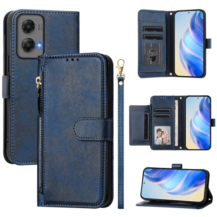 For Motorola Moto G Stylus 5G 2024 Multi-Card Slots Zipper Wallet Leather Phone Case(Blue) - Motorola Cases by PMC Jewellery | Online Shopping South Africa | PMC Jewellery | Buy Now Pay Later Mobicred