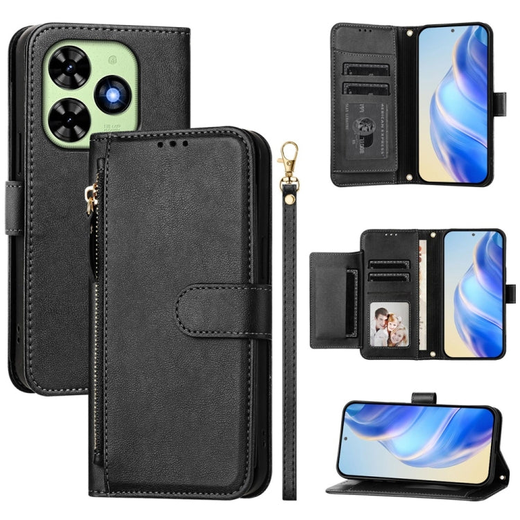 For Tecno Spark Go 2024 Multi-Card Slots Zipper Wallet Leather Phone Case(Black) - Tecno Cases by PMC Jewellery | Online Shopping South Africa | PMC Jewellery | Buy Now Pay Later Mobicred