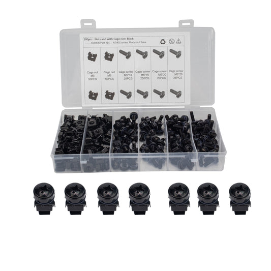 100 PCS Cage Nuts and Screw Cage Nuts M5 + Rack Screws M5x16/20 - Nuts & Bolts by PMC Jewellery | Online Shopping South Africa | PMC Jewellery | Buy Now Pay Later Mobicred