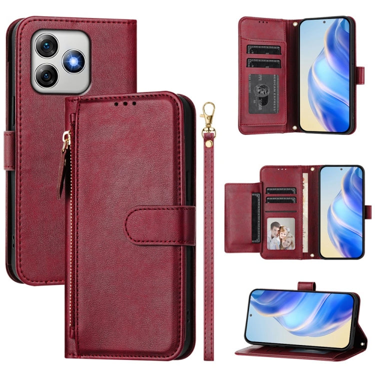 For Ulefone Note 18 Ultra Multi-Card Slots Zipper Wallet Leather Phone Case(Dark Red) - Ulefone Cases by PMC Jewellery | Online Shopping South Africa | PMC Jewellery | Buy Now Pay Later Mobicred