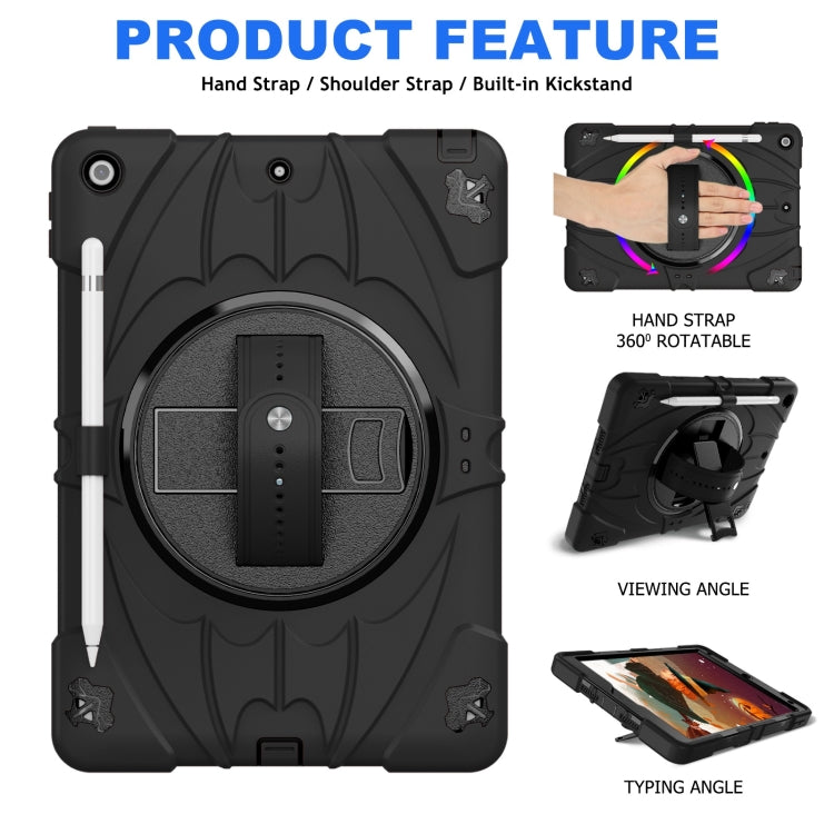 For iPad 10.2 2021 / 2020 / 2019 Bat Hand Grip Turntable Stand Tablet Case(Black) - iPad 10.2 Cases by PMC Jewellery | Online Shopping South Africa | PMC Jewellery | Buy Now Pay Later Mobicred