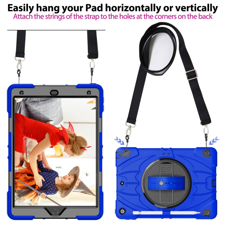 For iPad 10.2 2021 / 2020 / 2019 Bat Hand Grip Turntable Stand Tablet Case(Blue Black) - iPad 10.2 Cases by PMC Jewellery | Online Shopping South Africa | PMC Jewellery | Buy Now Pay Later Mobicred