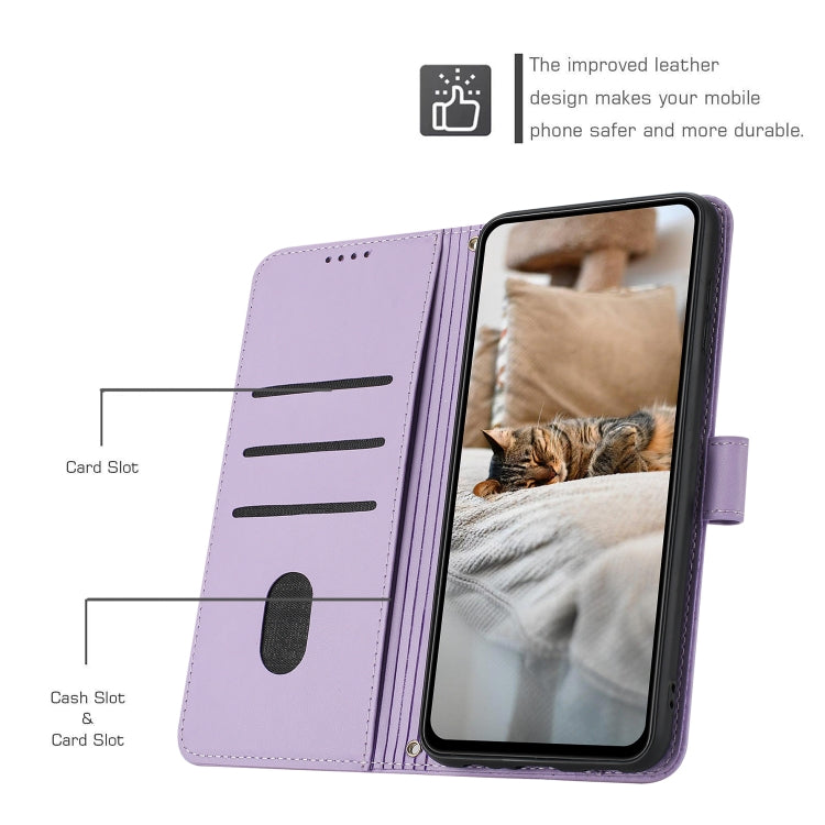 For Motorola Edge 2024 5G Embossed Kitten Phone Leather Case with Lanyard(Purple) - Motorola Cases by PMC Jewellery | Online Shopping South Africa | PMC Jewellery | Buy Now Pay Later Mobicred