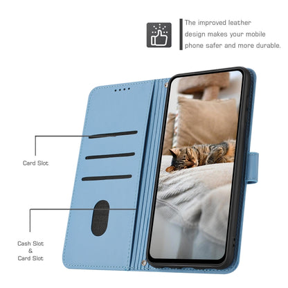 For Motorola Edge 2024 5G Embossed Kitten Phone Leather Case with Lanyard(Blue) - Motorola Cases by PMC Jewellery | Online Shopping South Africa | PMC Jewellery | Buy Now Pay Later Mobicred