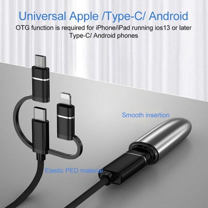 3 in 1 USB Female to Micro USB, Type-C, 8 Pin Male OTG Adapter(Black) - OTG Adapter by PMC Jewellery | Online Shopping South Africa | PMC Jewellery | Buy Now Pay Later Mobicred