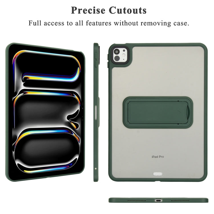 For iPad mini 2024 / mini 6 8.3 inch Skin Feel Holder PC Hybrid TPU Tablet Case(Dark Green) - iPad mini 6 Cases by PMC Jewellery | Online Shopping South Africa | PMC Jewellery | Buy Now Pay Later Mobicred