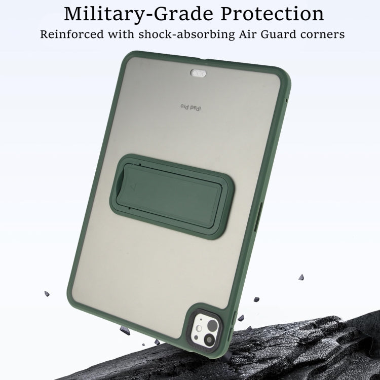 For iPad Pro 11 2024 Skin Feel Holder PC Hybrid TPU Tablet Case(Dark Green) - iPad Pro 11 2024 Cases by PMC Jewellery | Online Shopping South Africa | PMC Jewellery | Buy Now Pay Later Mobicred