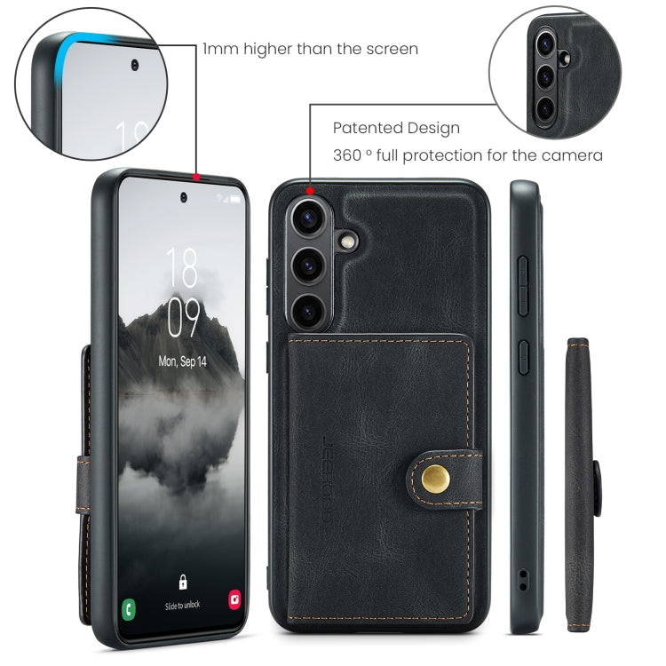 For Samsung Galaxy S24 FE 5G JEEHOOD J01 Retro Magnetic Detachable Wallet Phone Case(Black) - Galaxy S24 FE 5G Cases by JEEHOOD | Online Shopping South Africa | PMC Jewellery | Buy Now Pay Later Mobicred