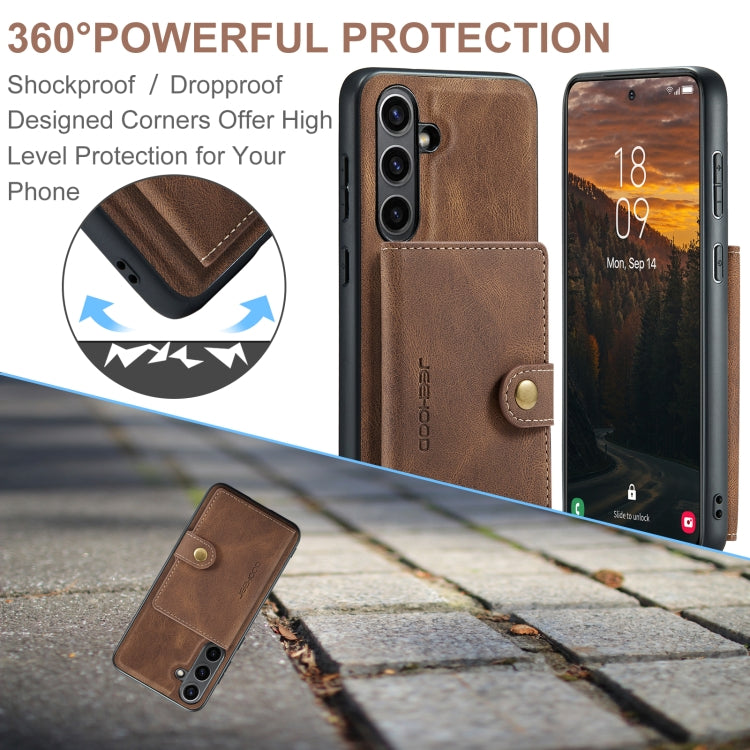 For Samsung Galaxy S24 FE 5G JEEHOOD J01 Retro Magnetic Detachable Wallet Phone Case(Brown) - Galaxy S24 FE 5G Cases by JEEHOOD | Online Shopping South Africa | PMC Jewellery | Buy Now Pay Later Mobicred