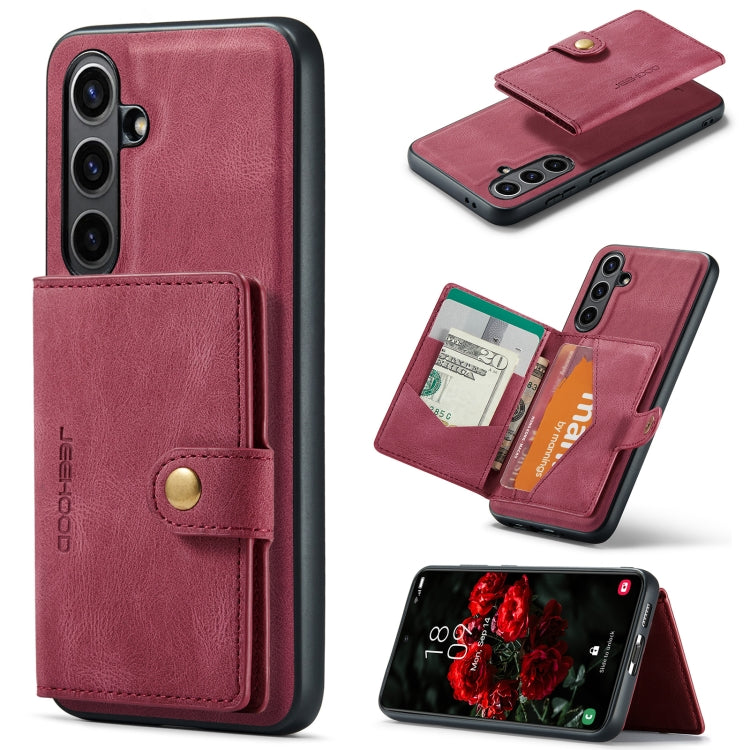 For Samsung Galaxy S24 FE 5G JEEHOOD J01 Retro Magnetic Detachable Wallet Phone Case(Red) - Galaxy S24 FE 5G Cases by JEEHOOD | Online Shopping South Africa | PMC Jewellery | Buy Now Pay Later Mobicred