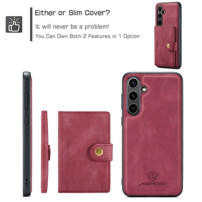 For Samsung Galaxy S24 FE 5G JEEHOOD J01 Retro Magnetic Detachable Wallet Phone Case(Red) - Galaxy S24 FE 5G Cases by JEEHOOD | Online Shopping South Africa | PMC Jewellery | Buy Now Pay Later Mobicred