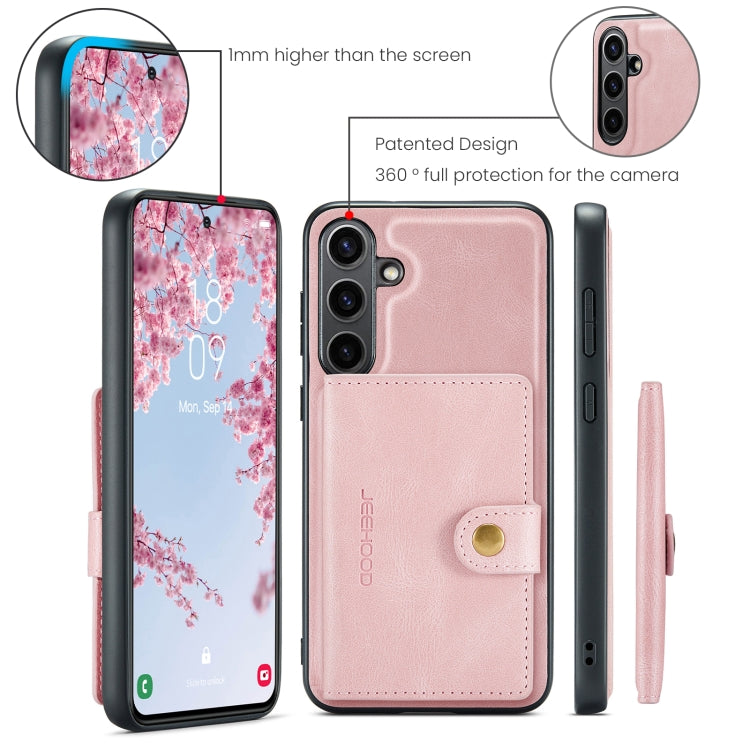 For Samsung Galaxy S24 FE 5G JEEHOOD J01 Retro Magnetic Detachable Wallet Phone Case(Pink) - Galaxy S24 FE 5G Cases by JEEHOOD | Online Shopping South Africa | PMC Jewellery | Buy Now Pay Later Mobicred